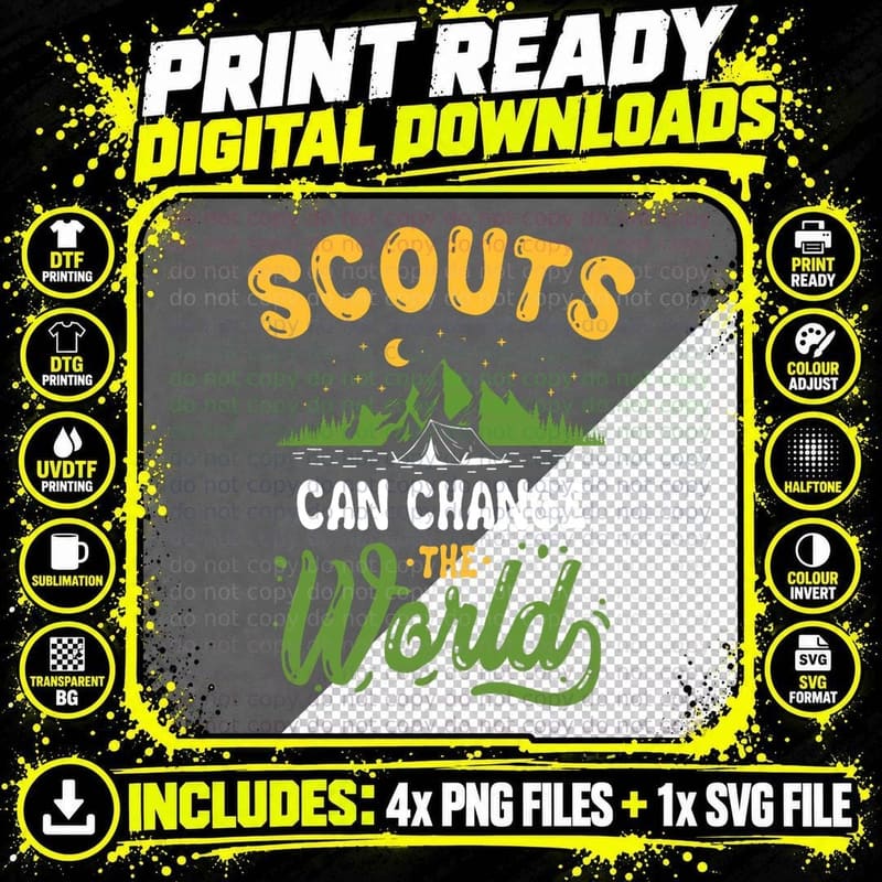 Scouts Can Change the World - Funny Camping Scouting Png SVG Digital Bundle