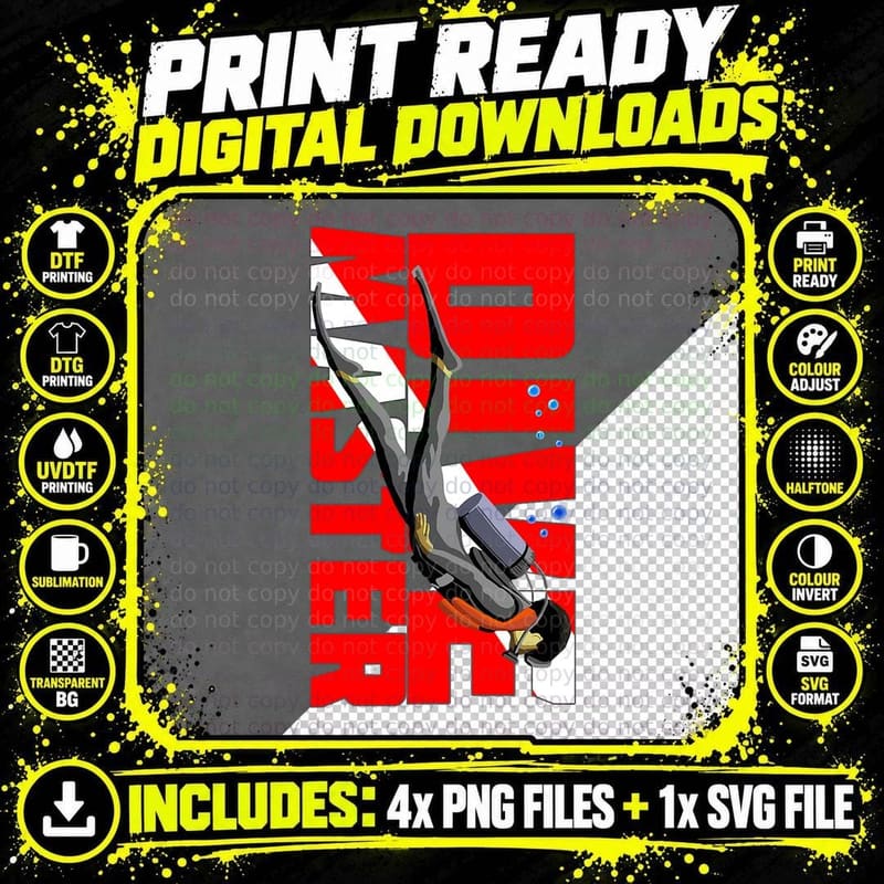 Scuba Diving Dive Master T-Shirt, Adventure Sports Png SVG Digital Bundle