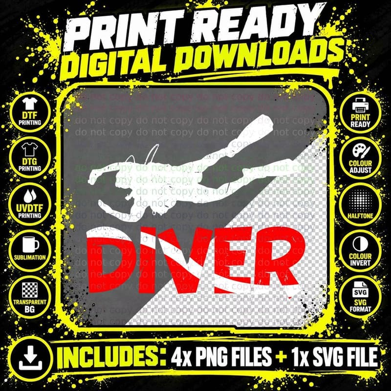 Scuba Diving Flag T-Shirt, Underwater Adventure Png SVG Digital Bundle