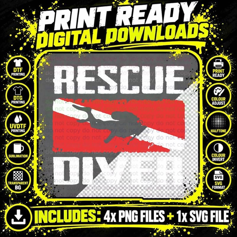 Scuba Diving Ocean Rescue Diver T-Shirt Png SVG Digital Bundle
