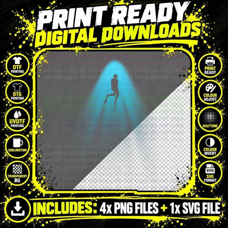 Scuba Diving T-Shirt, Underwater Adventure Png SVG Digital Bundle