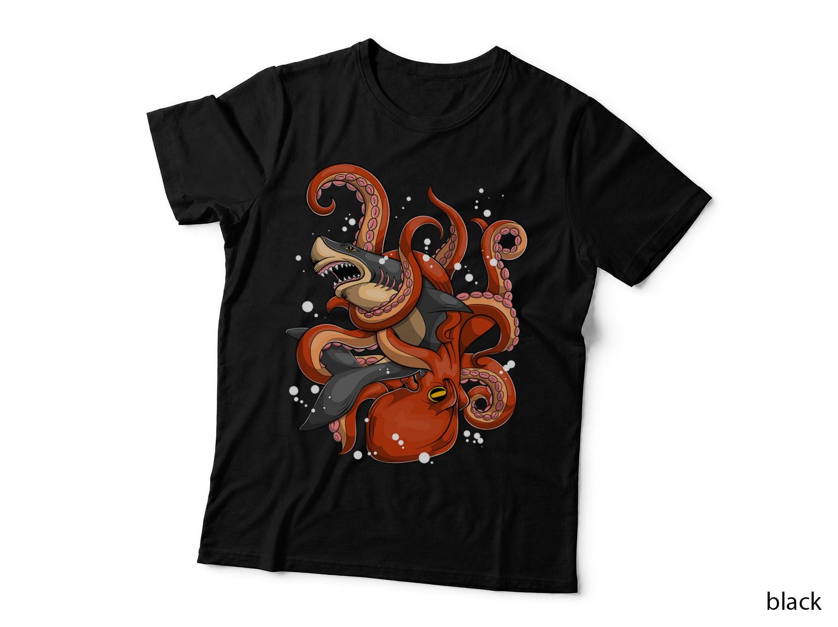 Shark Octopus T-Shirt, Fantasy Creature Art, Nautical Adventure Style