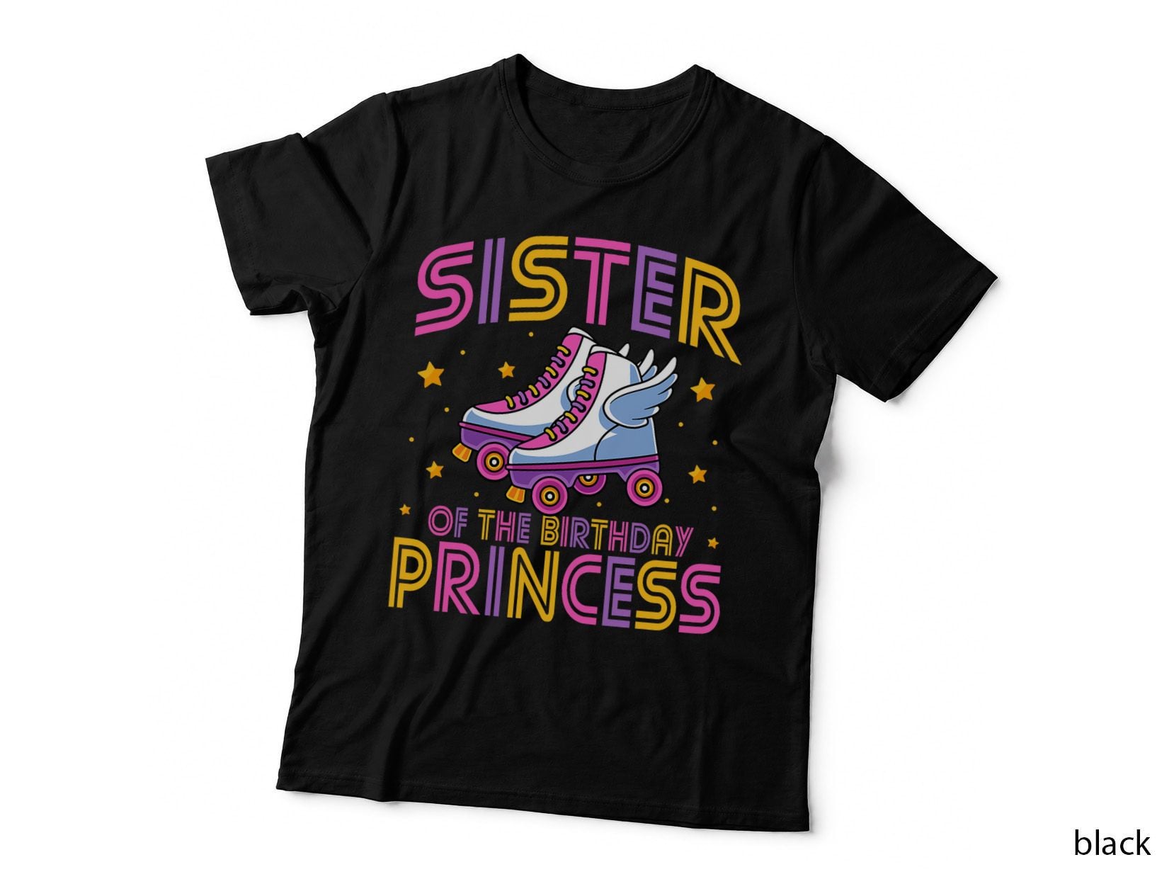 Sister of the Birthday Princess Roller Skate T-Shirt, Family Matching