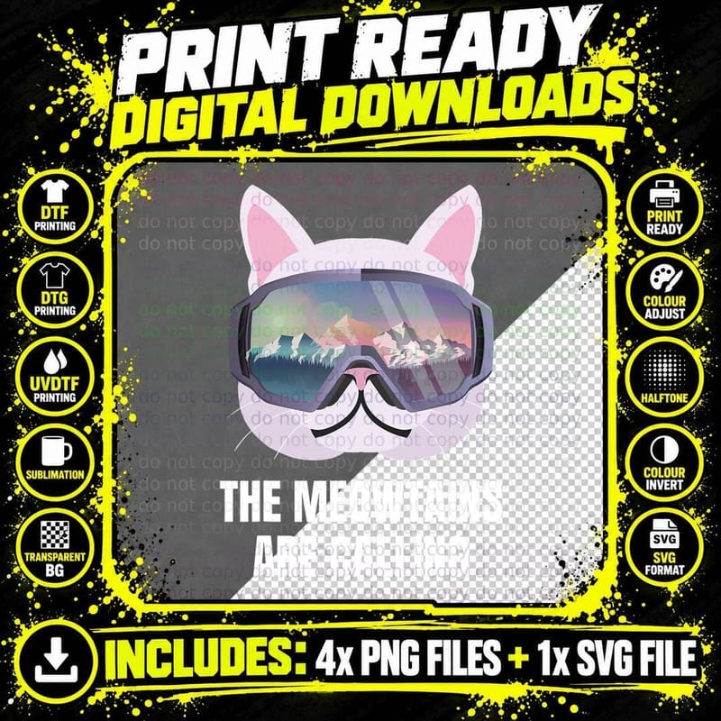 Ski Snowboard Goggles Funny Skiing Snowboarding T-Shirt Png SVG Digital Bundle