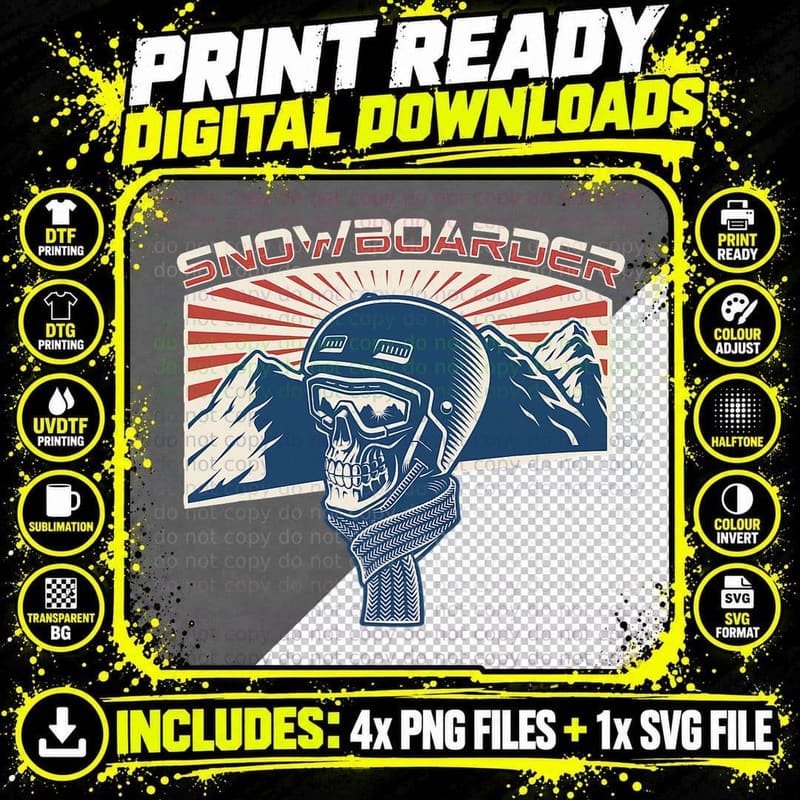 Snowboard Mountains Snowboarding Snowboarders Freestyle Png SVG Digital Bundle