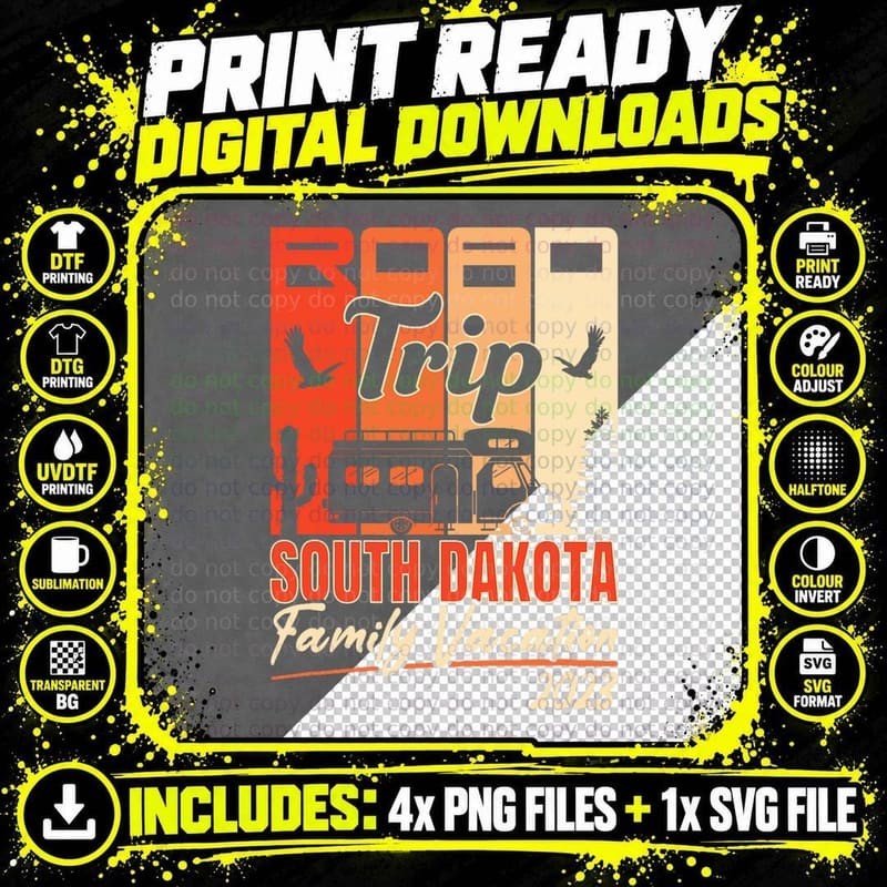 South Dakota Family Vacation RV Road Trip T-Shirt Png SVG Digital Bundle