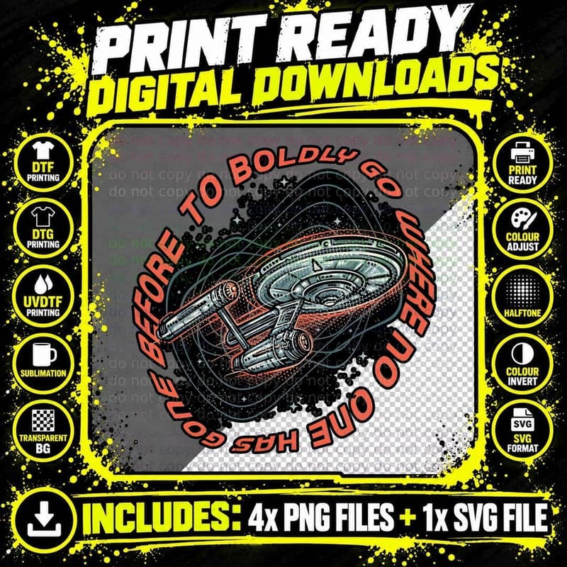 Star Trek Enterprise T-Shirt, Sci-Fi Space Adventure Tee Png SVG Digital Bundle