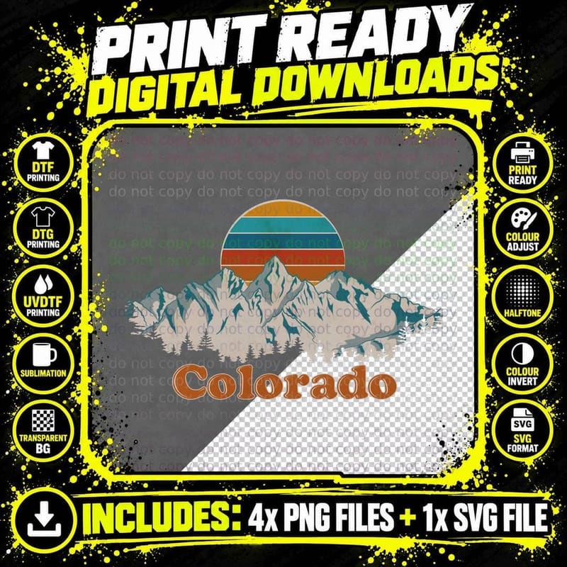 State of Colorado Mountain View T-Shirt Sweatshirt Png SVG Digital Bundle
