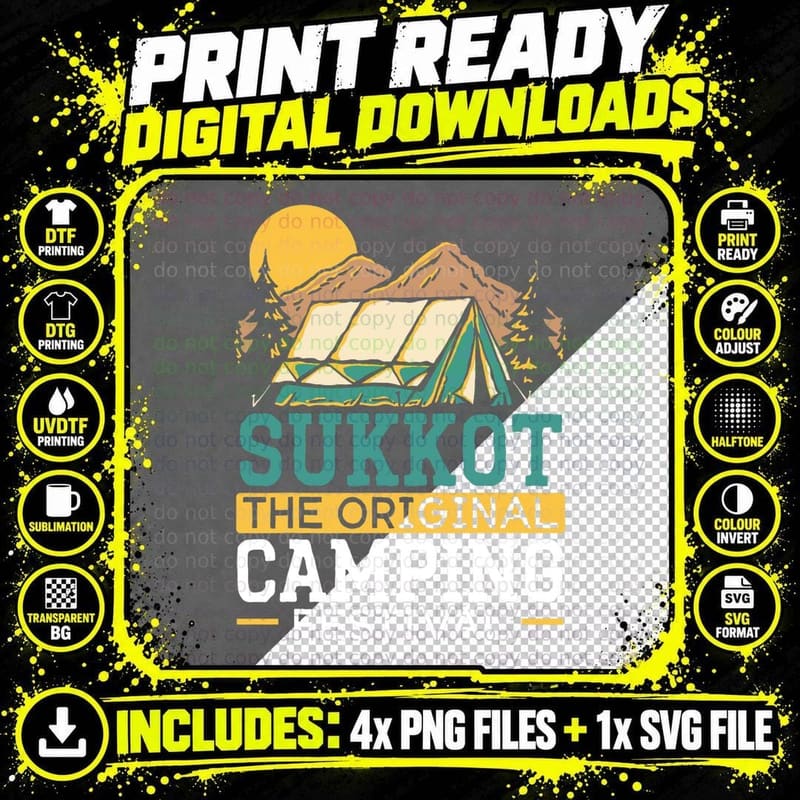 Sukkot the Original Camping Festival Israelite Sukkot Png SVG Digital Bundle