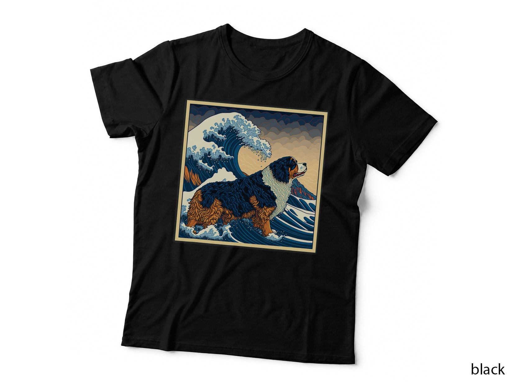 Surrealism Japanese Painting Bernese Mountain Dog T-Shirt