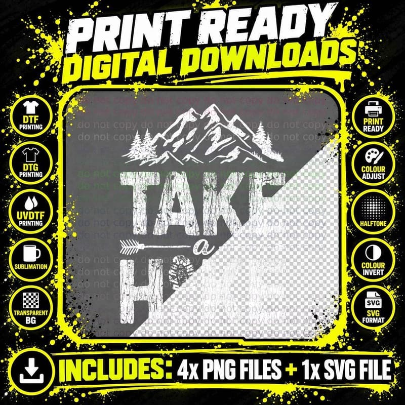 Take a Hike Outdoor Hiking Nature Hiker Vintage Men Png SVG Digital Bundle