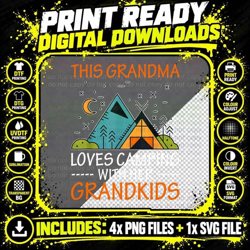 This Grandma Loves Camping with Her Grandkids T-Shirt Png SVG Digital Bundle