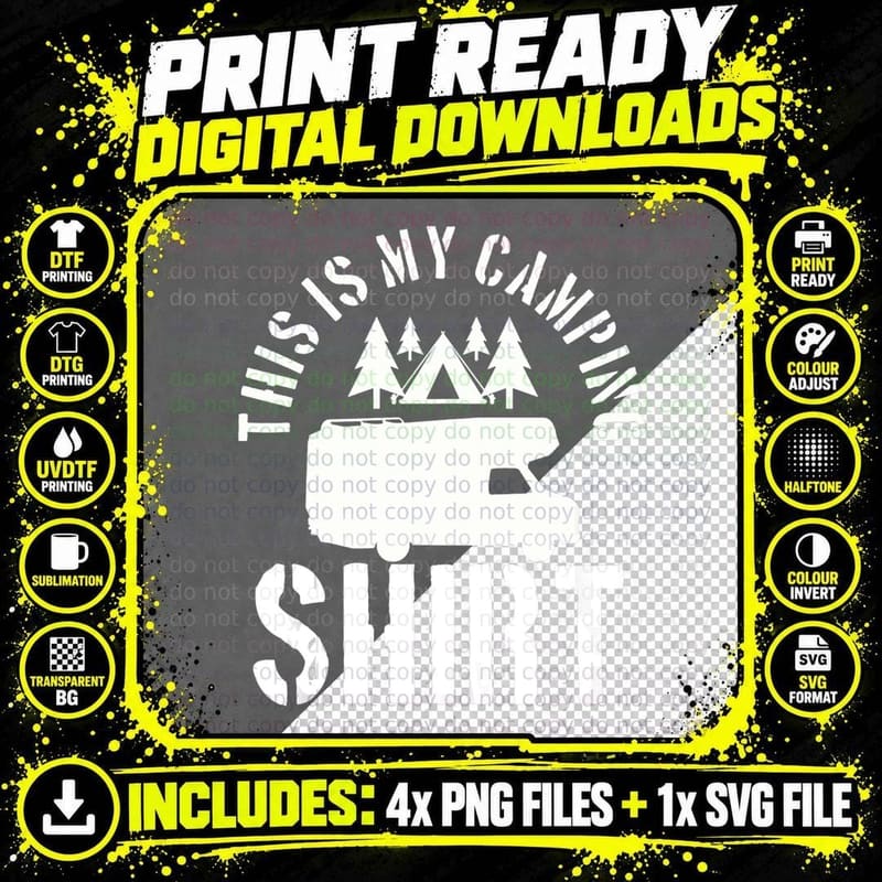 This Is My Camping Shirt Outdoor Adventure Fun T-Shirt Png SVG Digital Bundle