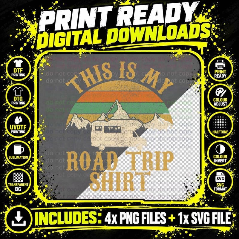 This Is My Road Trip - RV Camping Tshirt Camper Gift Png SVG Digital Bundle