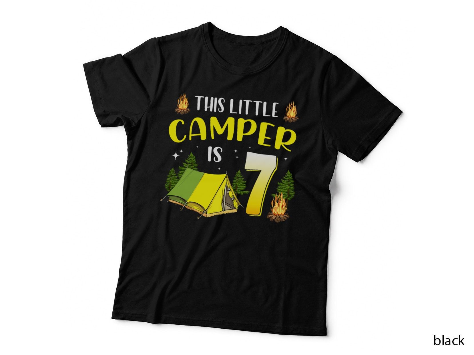 This Little Camper Is 7 Birthday Funny Camping Birthday T-Shirt