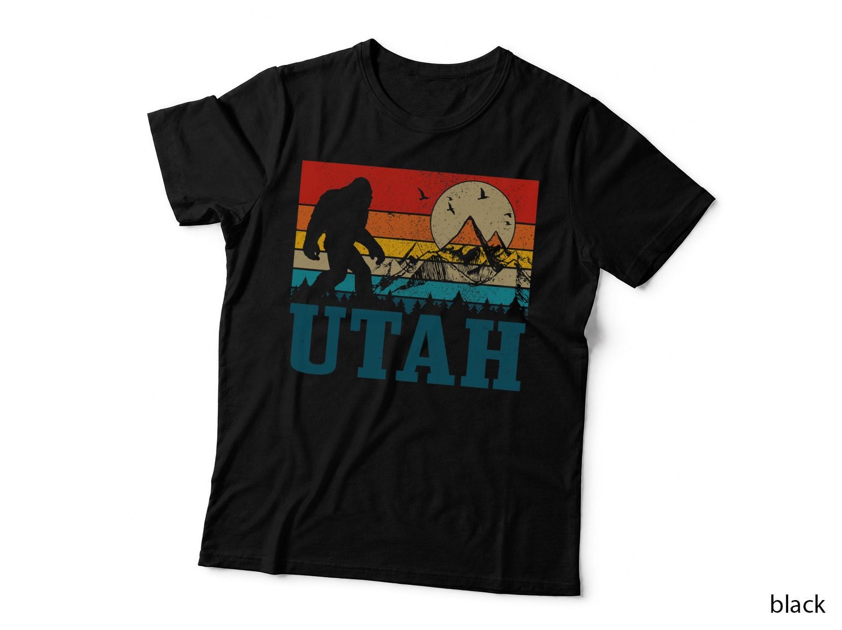 Utah Bigfoot Vintage Mountains Hiking Camping Hunter Gift T-Shirt