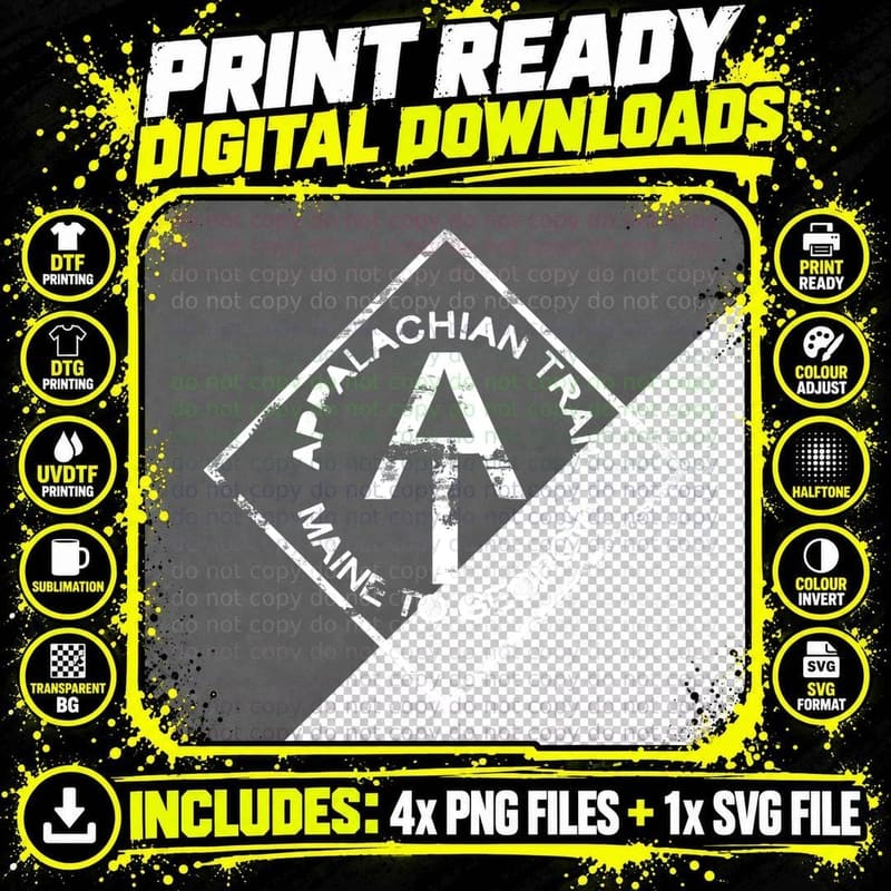 Vintage Rustic Appalachian Hiking Trail Marker T-Shirt Png SVG Digital Bundle