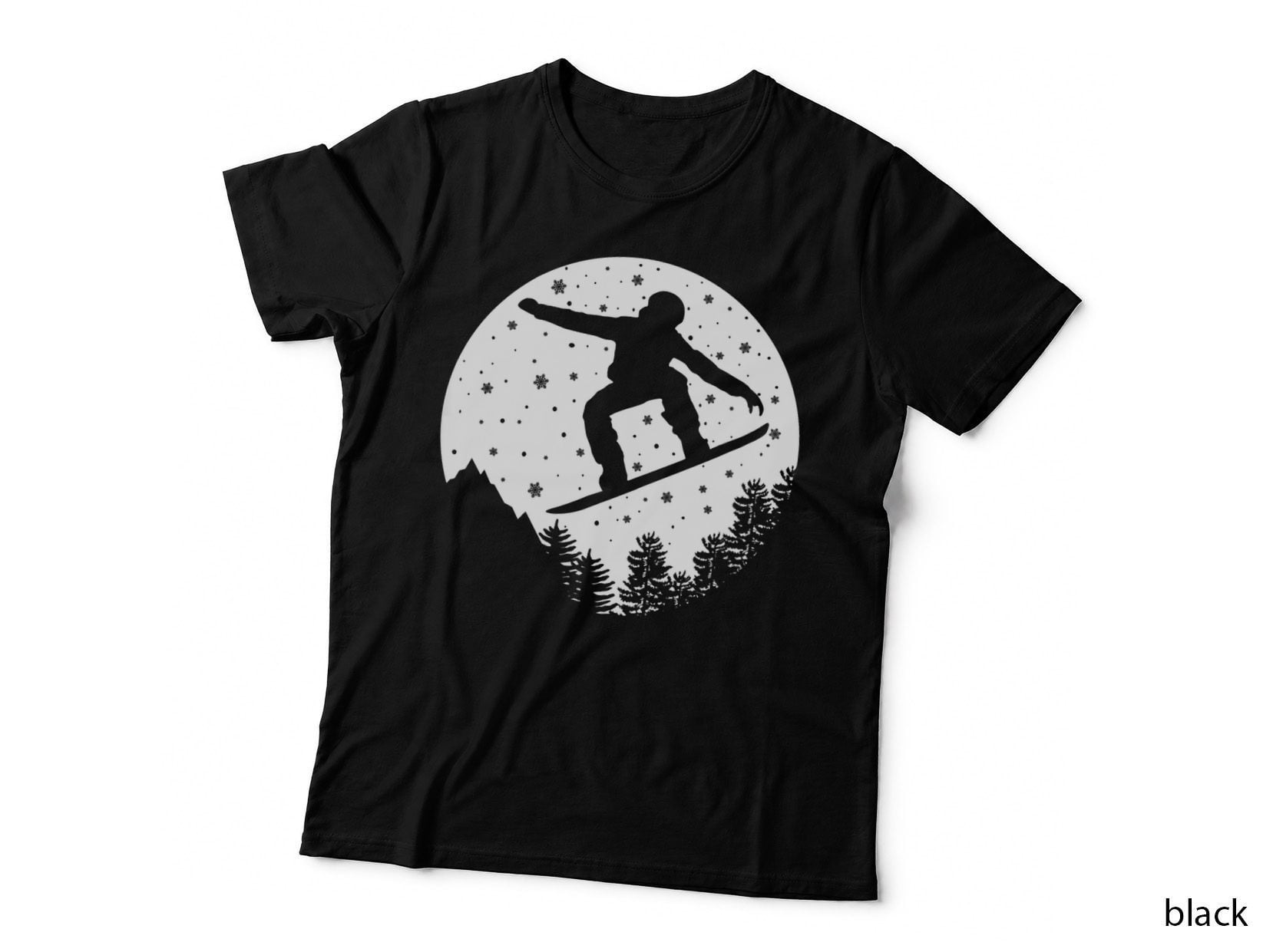 Vintage Snowboarding Mountain Moon Snowboard Lover Man Woman T-Shirt