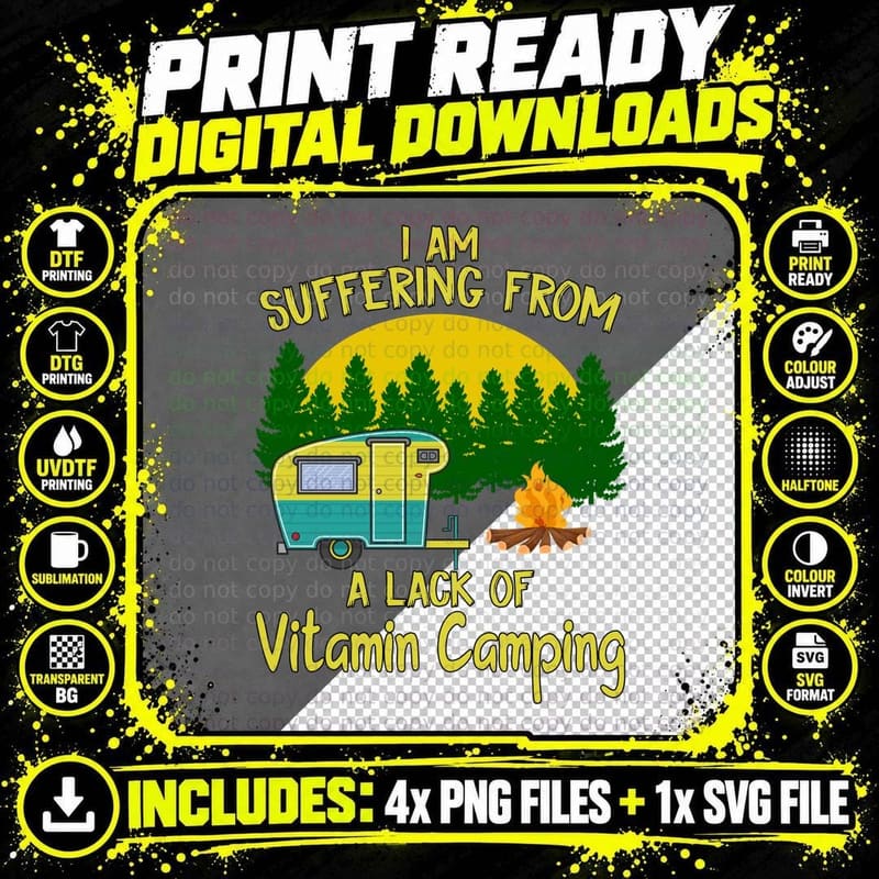 Vitamin Camping T-Shirt, Camping Themed Apparel Png SVG Digital Bundle
