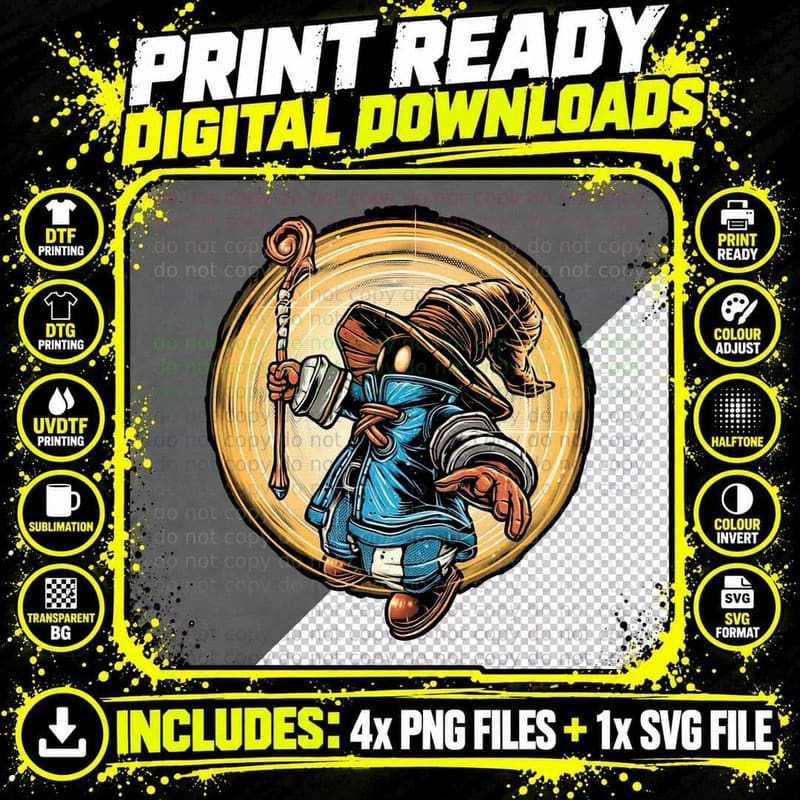 Wizard Mage T-Shirt, Fantasy Adventure Tee Png SVG Digital Bundle