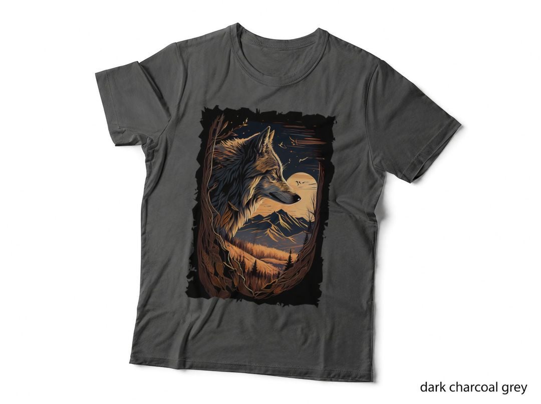 Wolf Mountain Retro Vintage Moon T-Shirt