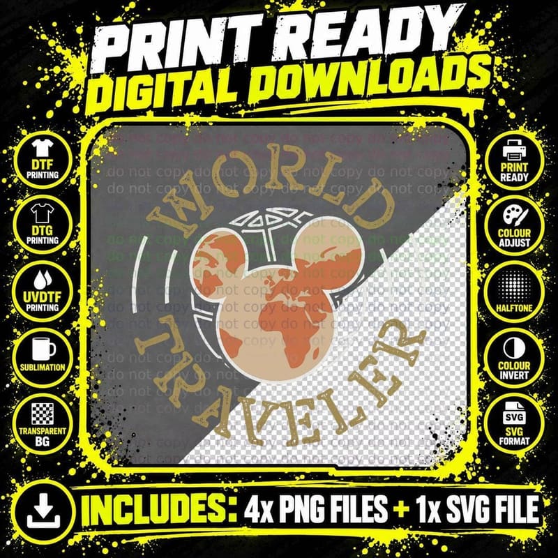 World Traveler T-Shirt, Adventure Travel Theme Png SVG Digital Bundle