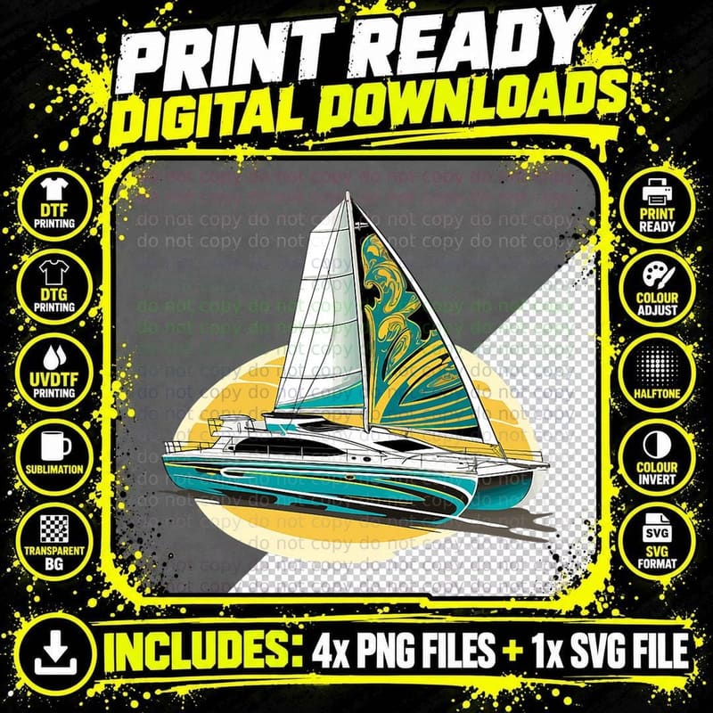 Yachting Sailinger T-Shirt, Nautical Adventure Style Png SVG Digital Bundle