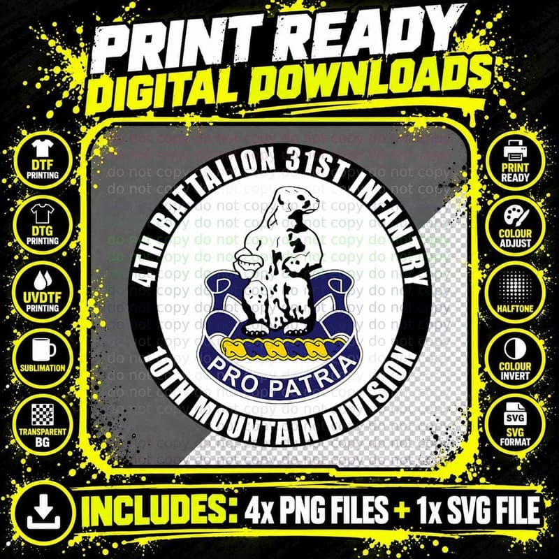 4th Battalion 31st Infantry 10th Mountain Division Png SVG Digital Bundle