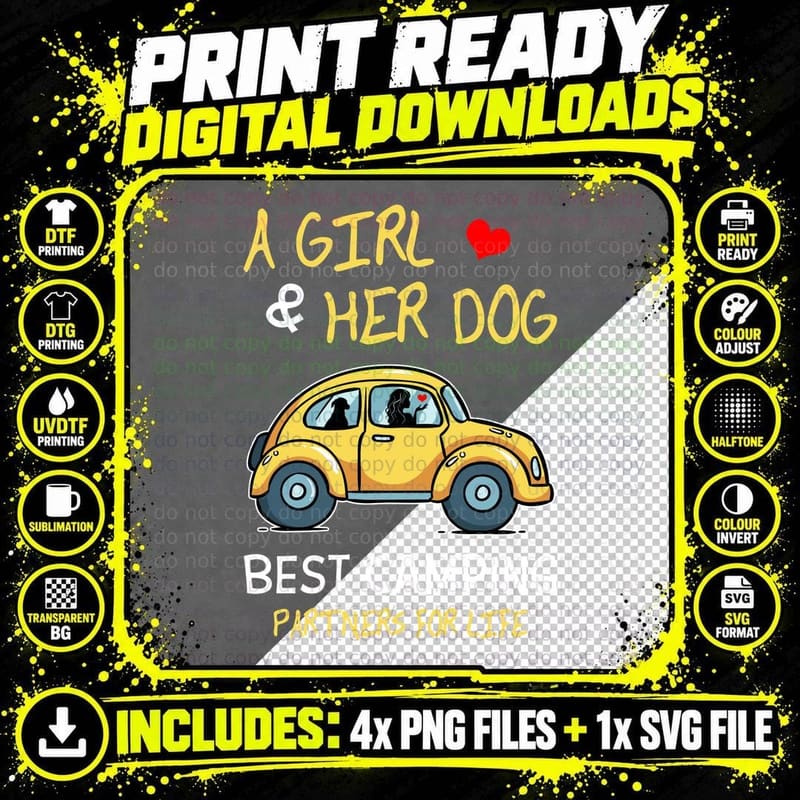 A Girl and Her Dog Best Camping Partners Shirt Png SVG Digital Bundle