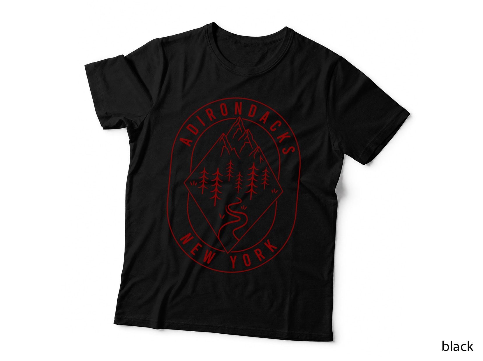 Adirondacks Mountains New York Hiking Outdoors Minimal T-Shirt