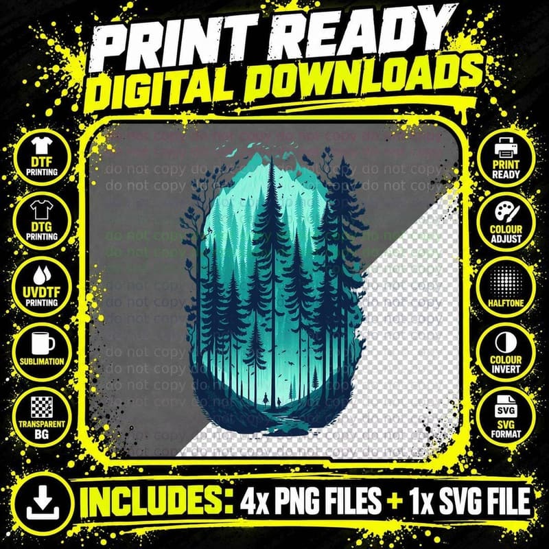 Adventure Hiking Mountain Forest Graphic T-Shirt Png SVG Digital Bundle