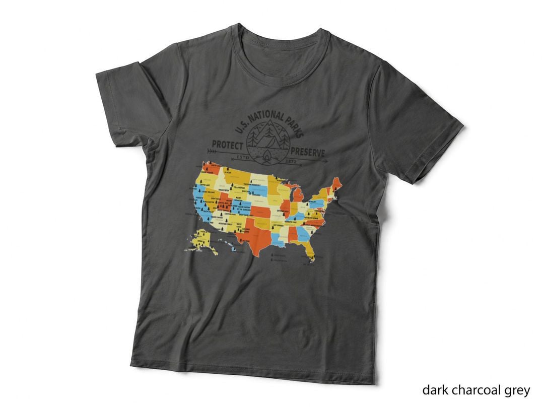 All 63 US National Parks Map - U.s. National Park Hiking Map T-Shirt