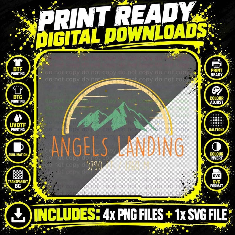 Angels Landing Zion National Park Mountain Hiking T-Shirt Png SVG Digital Bundle