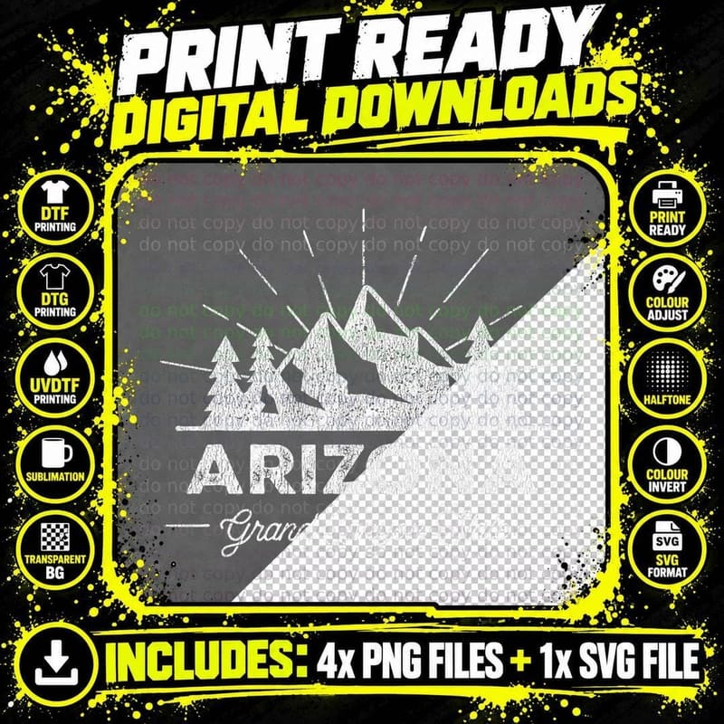 Arizona T Vintage Hiking Retro Design T-Shirt Png SVG Digital Bundle
