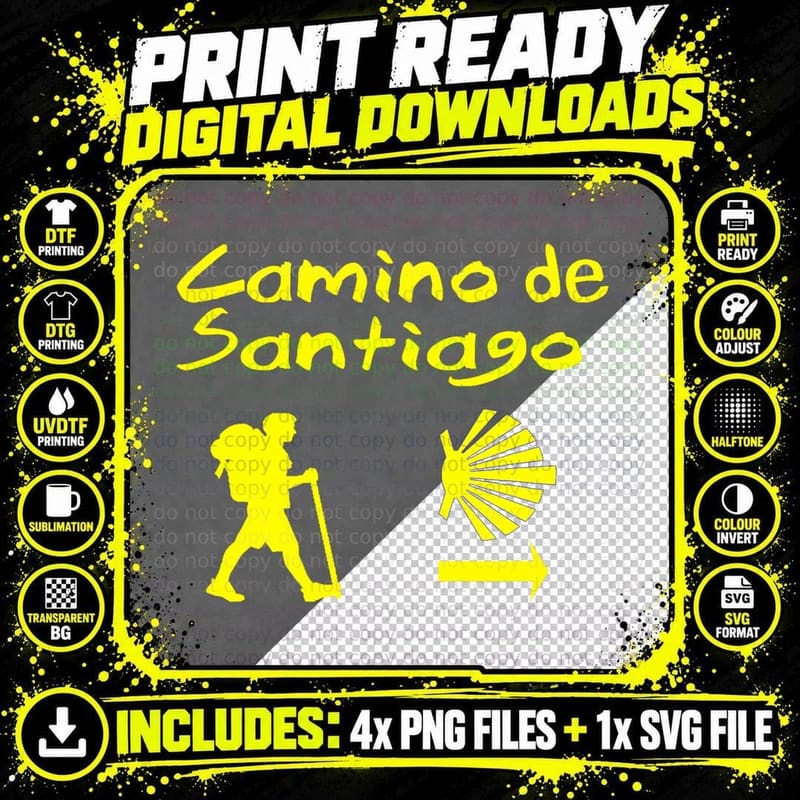 Camino De Santiago Compostela Spain Hiking St James Way Png SVG Digital Bundle
