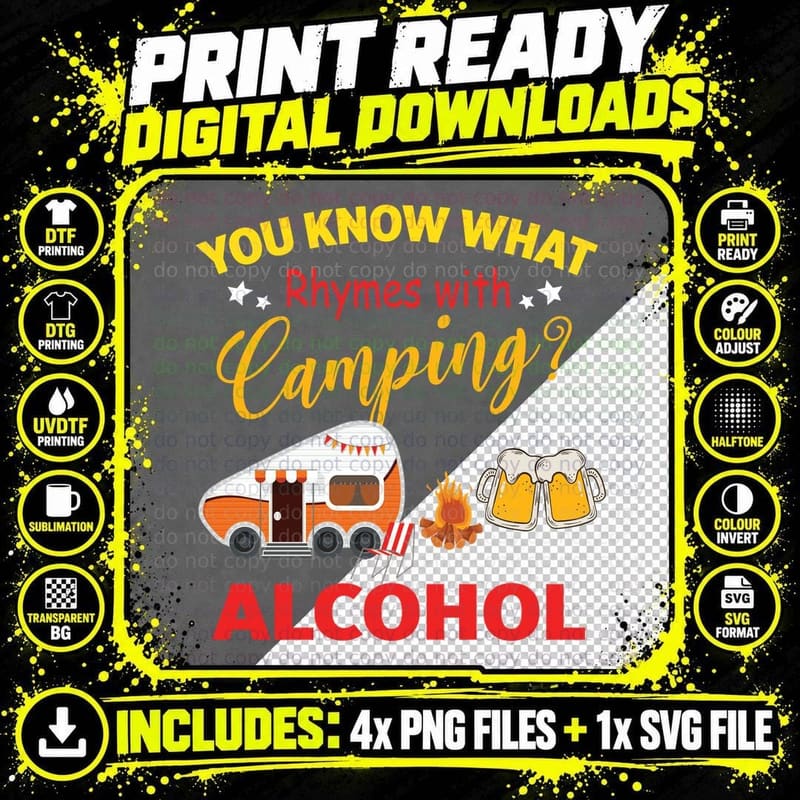 Camping Alcohol Shirt, Mountain View, Nature Lover Png SVG Digital Bundle