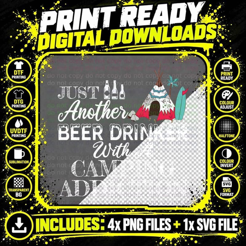 Camping Just Another Beer Drinker Shirt, Hiking Trails Png SVG Digital Bundle