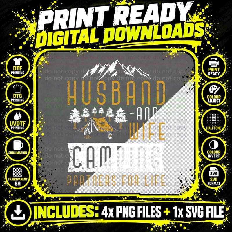 Camping Partners Camp Wife Husband Camper Nature Camping Png SVG Digital Bundle