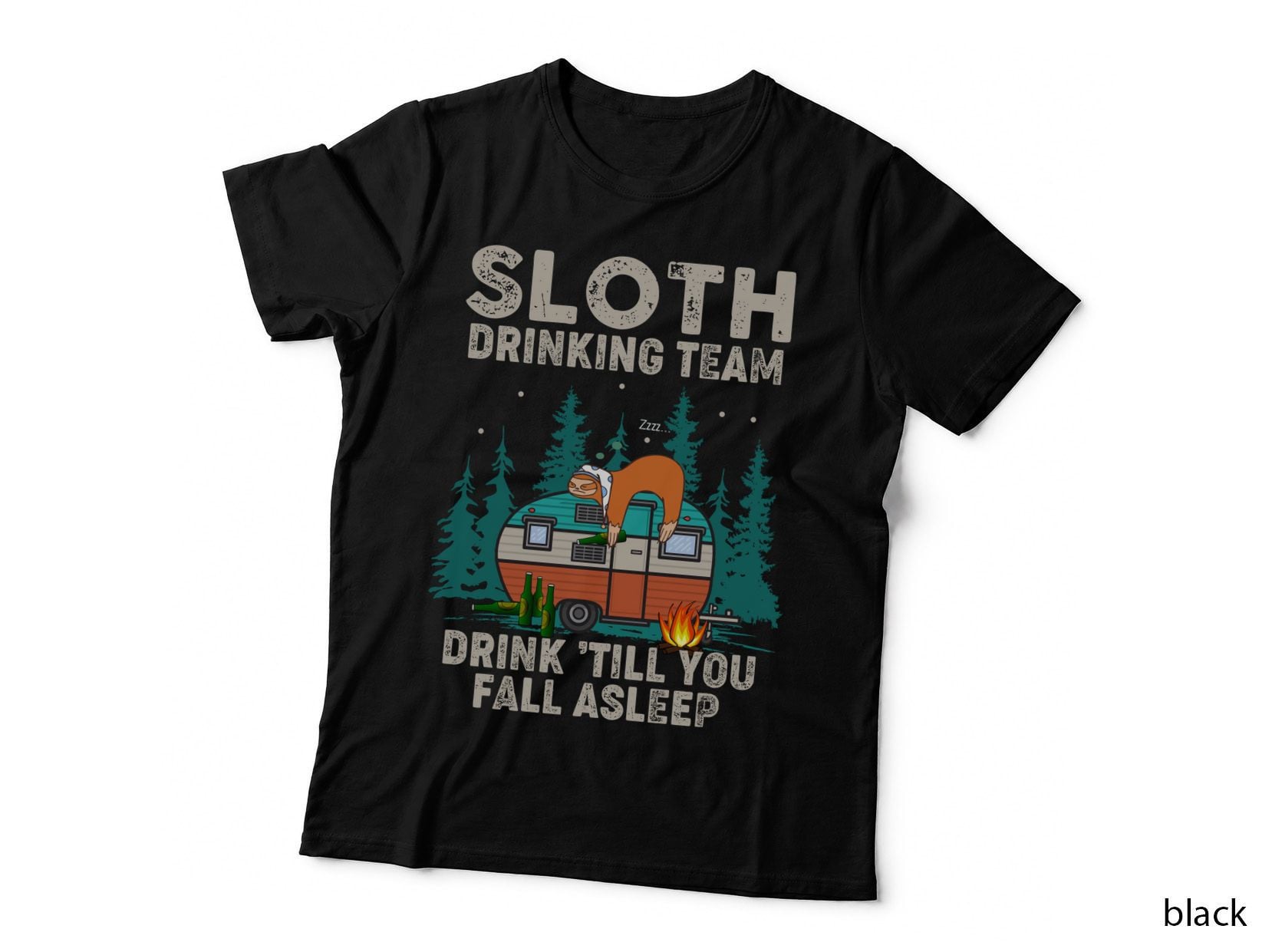 Camping Sloth Drinking Team Shirt, Trail Life, Cabin Vibes, Gift T-Shirt