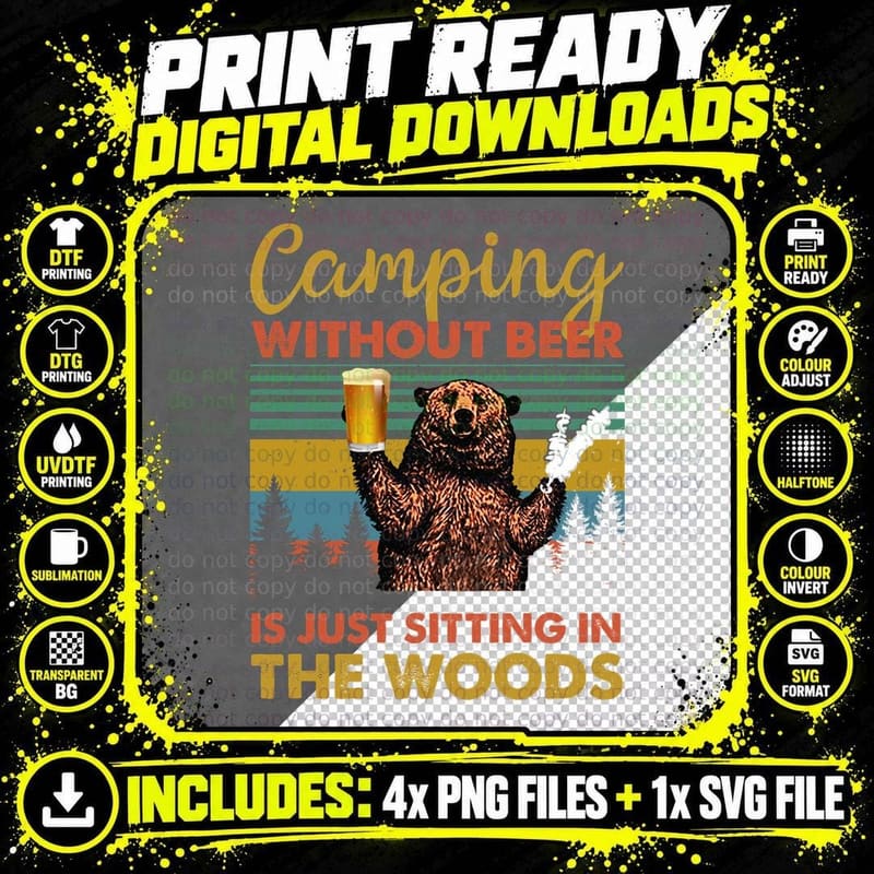 Camping Without Beer Shirt, Outdoor Explorer, Tent Life Png SVG Digital Bundle