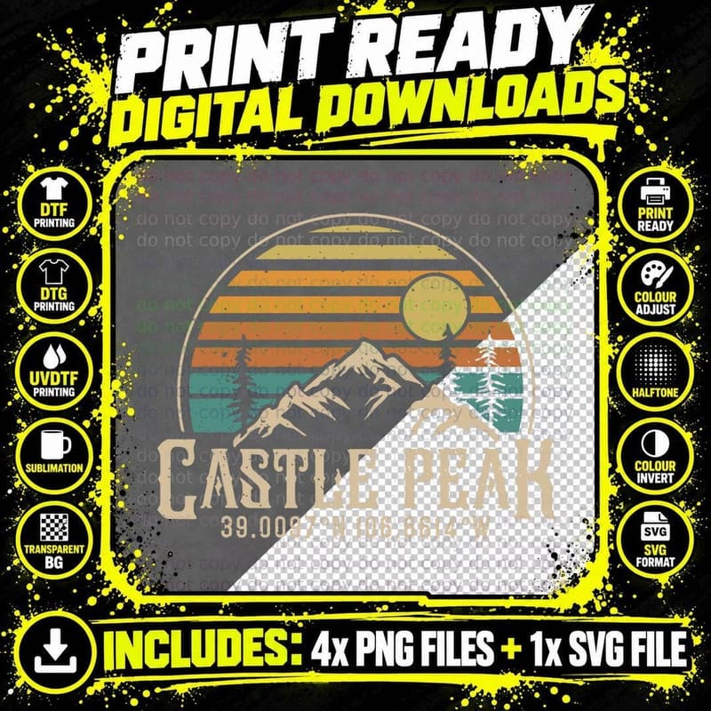 Climbing Castle Peak Colorado Hiking Mountain Castle Png SVG Digital Bundle