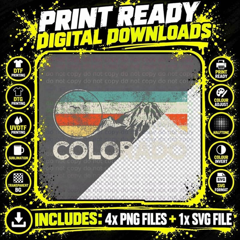 Colorado Hiking Retro T-Shirt Png SVG Digital Bundle