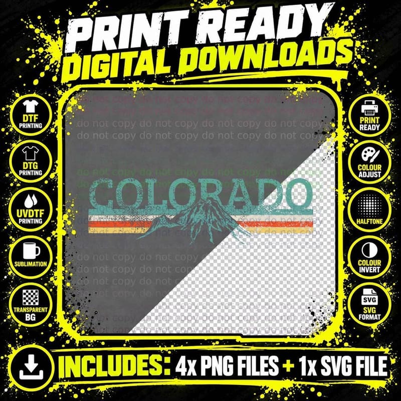 Colorado Hiking Travel Retro T-Shirt Png SVG Digital Bundle