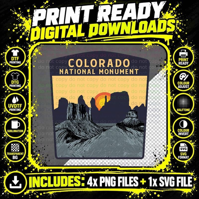 Colorado National Monument Park Funny Sunset Hiking Png SVG Digital Bundle