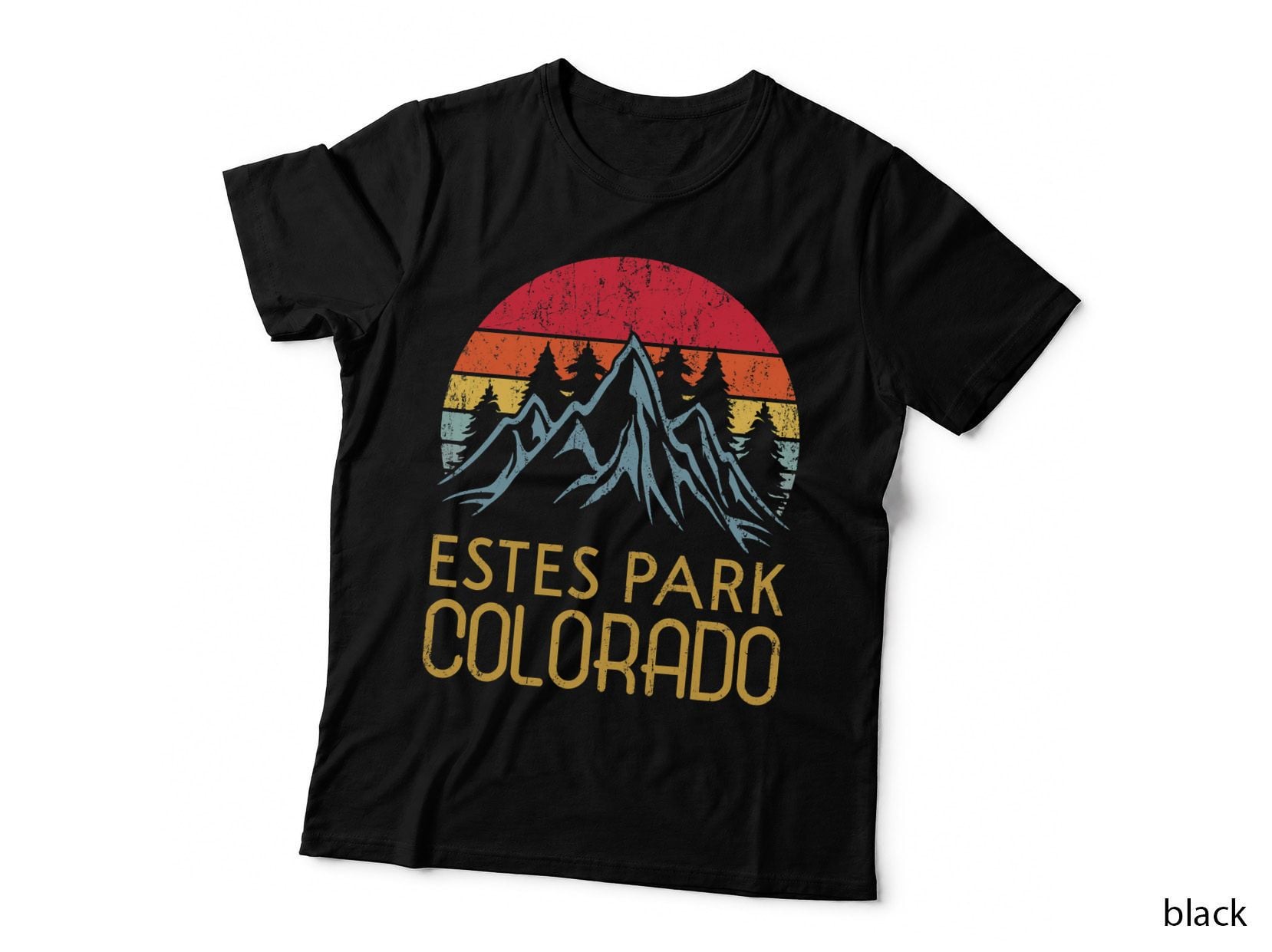 Colorado Sunset US Mountain Travel - Vintage Estes Park T-Shirt