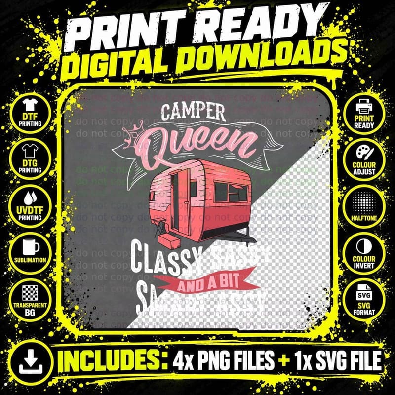 Cool Camper Queen Classy Sassy Smart Assy Funny Camping Png SVG Digital Bundle