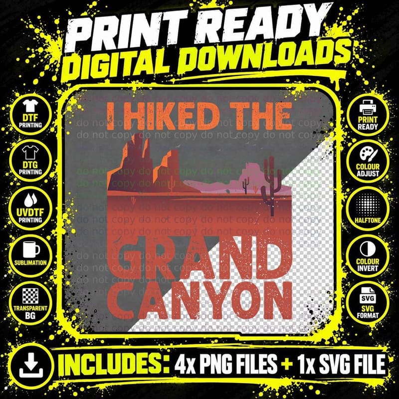 Cool Grand Canyon for Men Women Hiking National Park Png SVG Digital Bundle