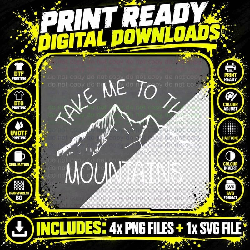 Cool Hiking Outdoor - Take Me to the Mountains T-Shirt Png SVG Digital Bundle