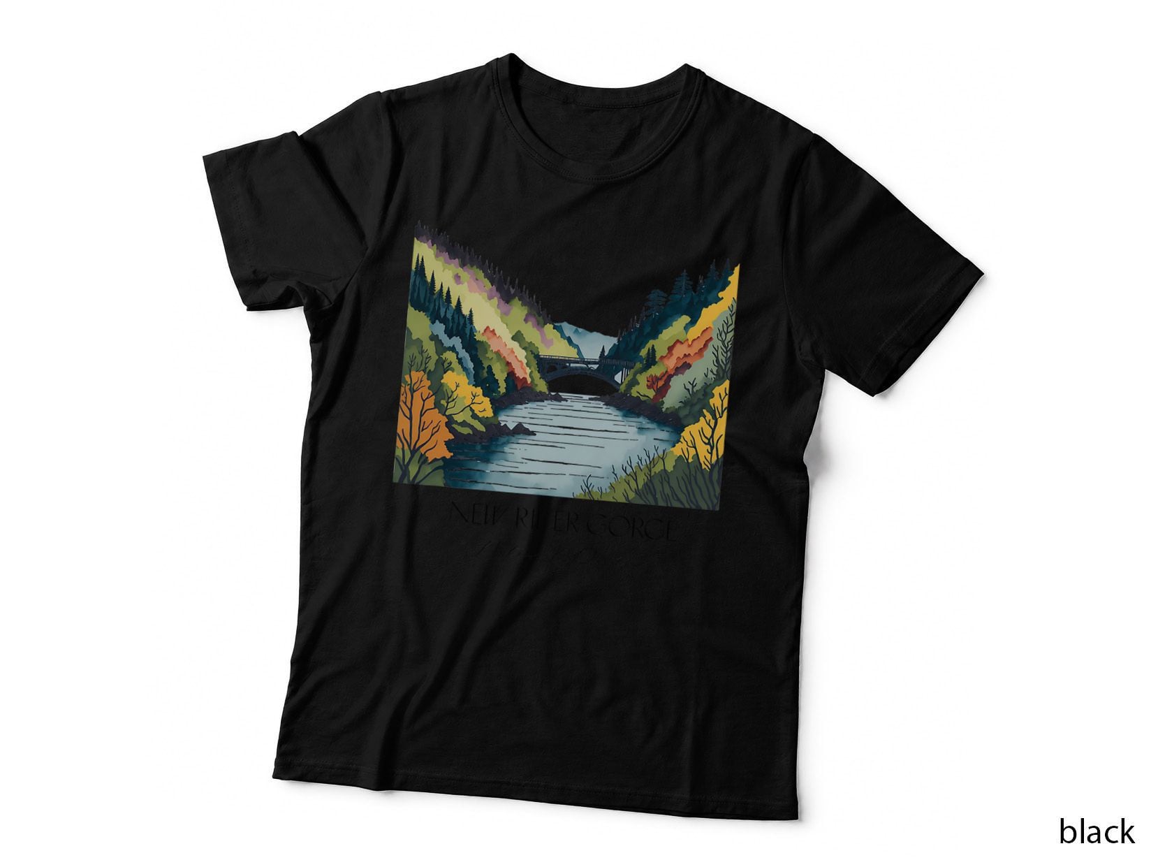 Cool New River Gorge National Park Hiking Watercolor Graphic T-Shirt