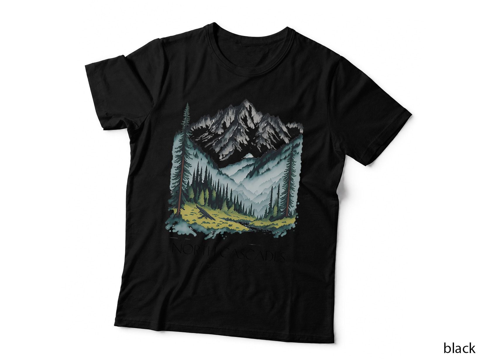 Cool North Cascades National Park Hiking Watercolor Graphic T-Shirt